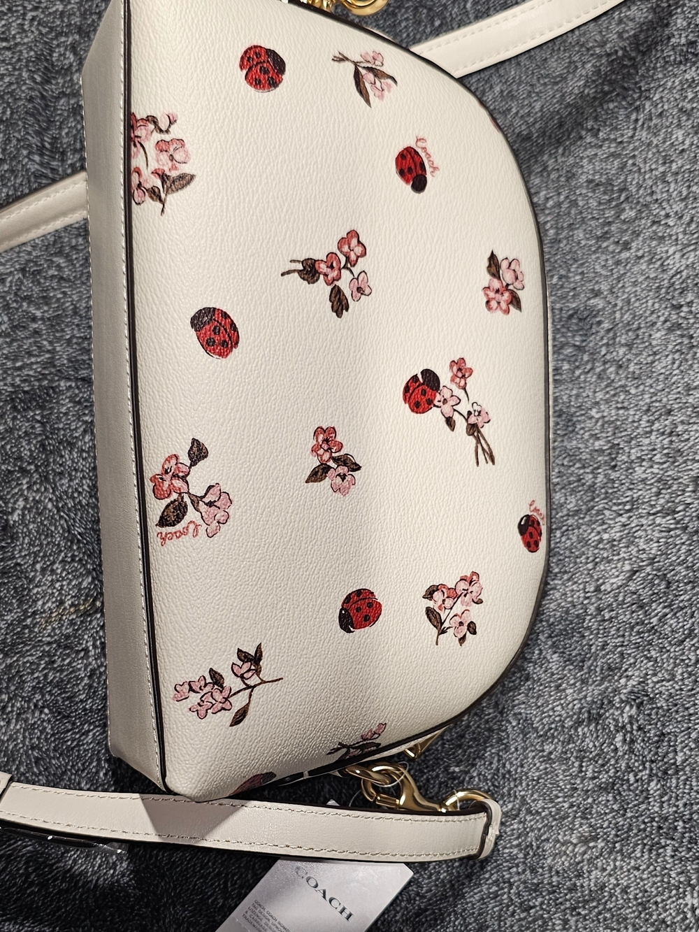Coach White Floral & Ladybug Crossbody Bag - Picture 9 of 15